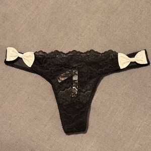 Victoria's Secret Black Lace Thong size medium